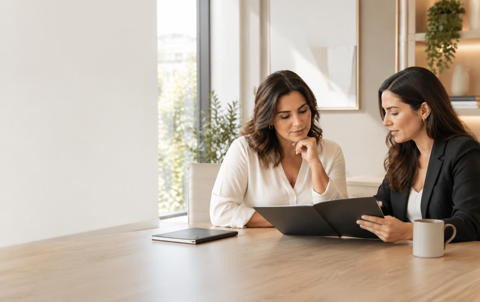 Empresária em uma conversa de orientação com uma assessora